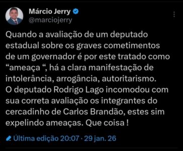 Jerry defende ameaça de Rodrigo Lago