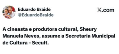 Braide anuncia nova titular da Secult