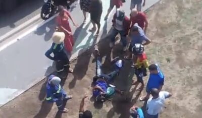 Motociclista sofre grave acidente no viaduto da Alemanha, em São Luís