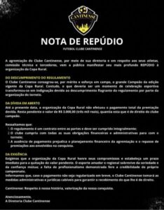 Cantinense emite nota de repúdio em Barreirinhas por atraso na premiação da Copa Rural 2025