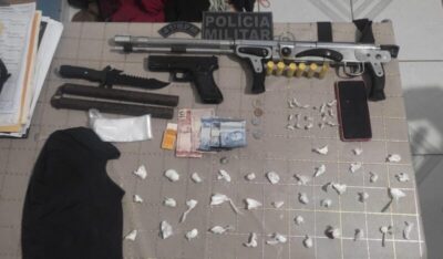 Em Porto Rico, Polícia Militar apreende drogas, arma de fogo e prende suspeito