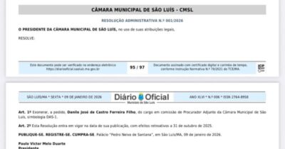 Filho do procurador-geral de Justiça é exonerado da Câmara de São Luís