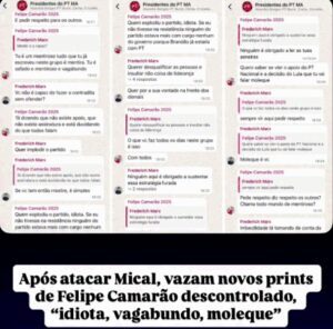 Novos “prints” expõem arrogância e agressividade de Felipe Camarão em grupo do PT no Maranhão