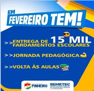 Prefeitura de Pinheiro vai entregar 15 mil fardamentos escolares aos estudantes