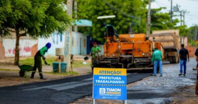Prefeitura de Timon realiza pavimentação asfáltica no bairro Cidade Nova II