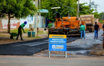 Prefeitura de Timon realiza pavimentação asfáltica no bairro Cidade Nova II