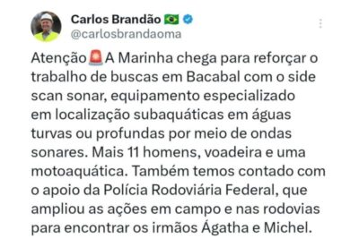 Brandão anuncia reforço da Marinha e da PRF nas buscas por crianças desaparecidas em Bacabal