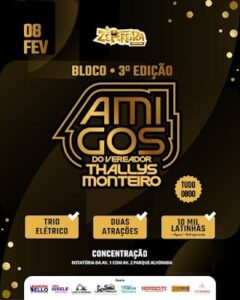 Confira os avisos do 3º ano do Bloco Amigos do Vereador Thallys Monteiro