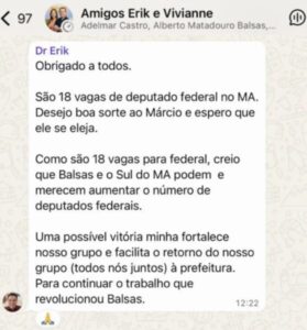 Ex-prefeito Dr. Erik anuncia traição ao deputado federal Marcio Honaiser, seu principal aliado em Balsas