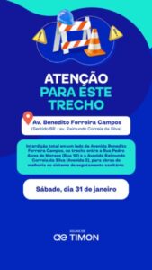 Águas de Timon comunica interdição de via para obras de saneamento