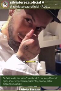 Zé Felipe diz ter sido “humilhado” por Ana Castela após show; cantora rebate: “foi pouco, está merecendo mais”