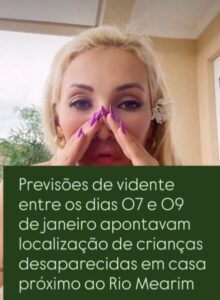 Previsões de vidente entre os dias 07 e 09 de janeiro já davam localização de crianças desaparecidas em Bacabal na região do Rio Mearim