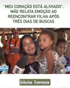 “Meu coração está aliviado”: mãe relata emoção ao reencontrar filha após três dias de buscas pela mata