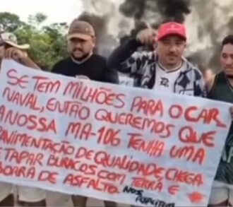 Moradores fecham MA-106 entre Turilândia e Governador Nunes Freire cobrando melhorias
