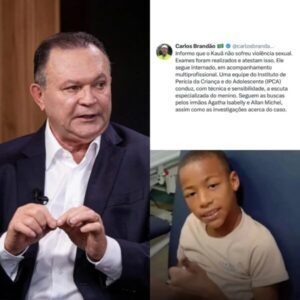 Governador descarta violência sexual contra menino Kauã e diz que investigações continuam