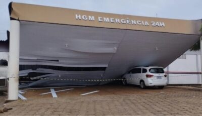 Parte da cobertura do Hospital Municipal de Codó desaba após fortes chuvas