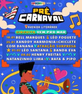 Pré-Carnaval e Carnaval 2026 prometem agitar São Luís com grandes shows gratuitos na Avenida Litorânea