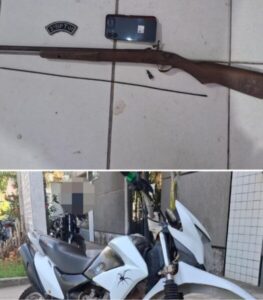 PM apreende arma e moto com restrição de roubo em abordagem na zona rural de Santo Amaro (MA)