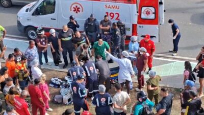 Motociclista cai de viaduto na Avenida dos Franceses e fica ferido