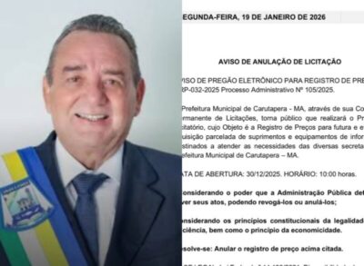 Após denúncia do portal São Luís Notícia, Prefeitura de Carutapera anula licitação de R$ 5 milhões em tecnologia