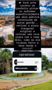 Prefeito Alan se apequena no cargo, ao pintar o Parque Centenário e tirar o nome do ex-prefeito Erik por pirraça