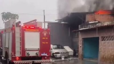 Incêndio atinge oficina de veículos na região do Anil, em São Luís