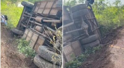 Ônibus com passageiros tomba a caminho de balneário no interior do Maranhão