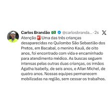 Uma das três crianças desaparecidas é encontrada em Bacabal