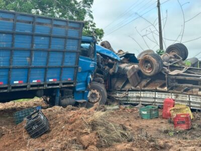 VÍDEO: Motorista fica ferido após dois caminhões colidirem na BR-316, entre Santa Inês e Bom Jardim