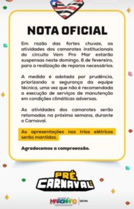 Governo suspende atividades em camarotes institucionais após fortes chuvas na Litorânea