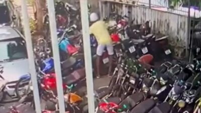 Vídeo: homem vai registrar ocorrência e acaba preso por furtar retrovisores de motos no pátio da delegacia