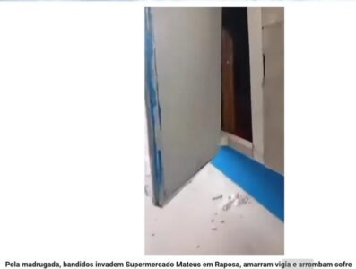 Pela madrugada, bandidos invadem Supermercado Mateus em Raposa, amarram vigia e arrombam o cofre