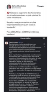 Tiago Fernandes expõe responsabilidade de Carlos Lula por atraso de terceirizados da saúde no MA