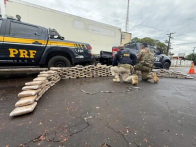 PRF apreende 213 kg de skunk em caminhão frigorífico em Peritoró