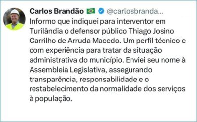 Governador Carlos Brandão indica defensor público como interventor em Turilândia