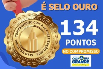 Cachoeira Grande conquista Selo Ouro pelo segundo ano consecutivo no Compromisso Nacional com a Alfabetização