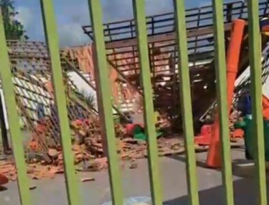 Telhado desaba durante o intervalo em parquinho de escola municipal na Vila Maranhão