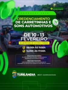 Carnaval 2026 – Prefeitura de Turilândia abre credenciamento para carretinhas e sons automotivos