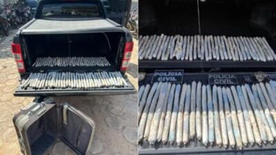 Mala com 78 bananas de dinamite é encontrada por trabalhadores em Vitória do Mearim, na Baixada