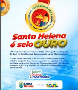 Santa Helena é Ouro na Alfabetização Nacional
