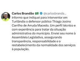 Brandão anuncia Defensor Público como interventor em Turilândia