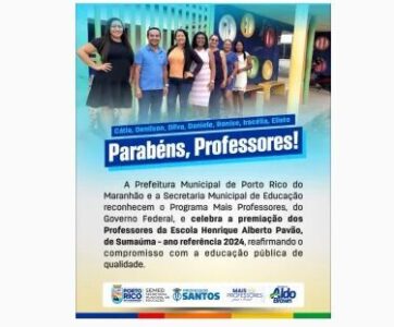Reconhecimento aos Professores em Porto Rico do Maranhão
