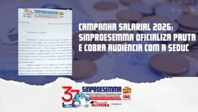 Campanha Salarial 2026: Sinproesemma oficializa pauta e cobra audiência com a SEDUC…