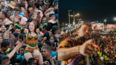 Mari Fernandez e Xand Avião descem do trio e curtem Carnaval