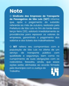 SET confirma repasse e diz que subsídio permitirá quitação de salários e tickets dos rodoviários