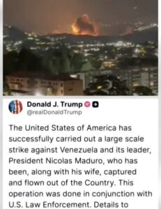 Trump anuncia captura de Maduro após ataque à Venezuela