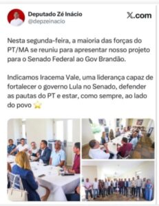 Zé Inácio confirma que PT indicou Iracema Vale candidata ao Senado a Brandão