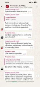 Vice-governador comunossocialista do Maranhão, Felipe Camarão, bate boca com aliado do PT em grupo de WhatsApp “Mentiroso”, “vagabundo”, “idiota”, “moleque”