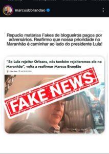 ‘Prioridade no Maranhão é caminhar ao lado do presidente Lula’, diz Marcus Brandão ao rebater fake news