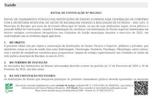 Prefeitura de Bacabal abre Edital de Convocação para convênios com Instituições de Ensino Superior